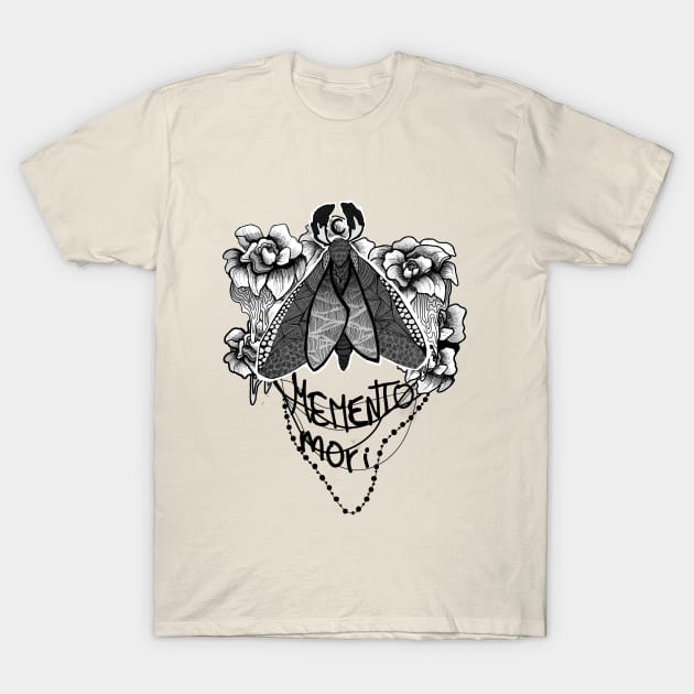 Moth Memento Mori BLACK&WHITE T-Shirt by nazzcat